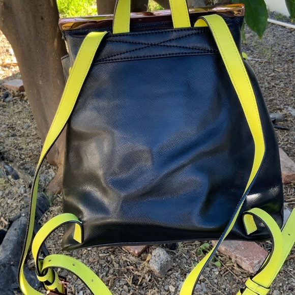 Ted Baker London Black Backpack with Yellow Highlights & Drawstrings main image 5